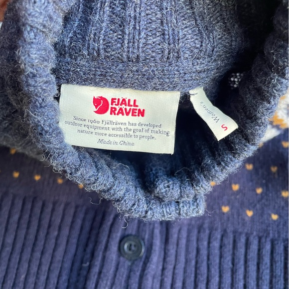 Fjällräven Women's Övik Knit Cardigan In Blue Wool Button Up Front Fair Isle SMA - Picture 11 of 16